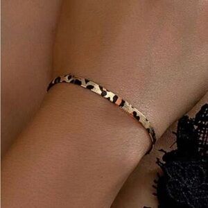 Leopard Cheetah print minimalist thin gold chain bracelet